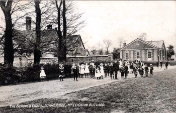 Stanbridge Council School and Primitive Methodist chapel about 1910